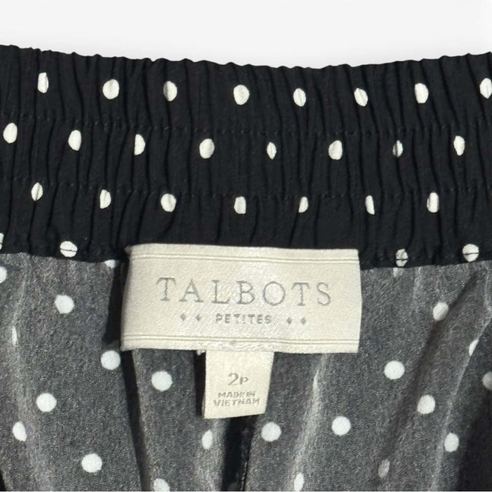 Talbots Pull-On Shorts Elastic Waist Womens 2P Petite Black White Polka Dot - Picture 5 of 9